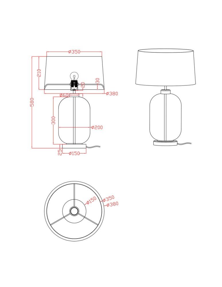 Table lamps with lampshade - Light Prestige Amur transparent table lamp 1xE27 LP-919/1T transparent - product kolory-swiatla.pl 7