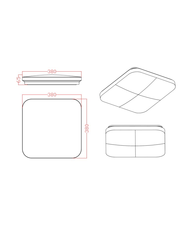Square plafonds - Light Prestige Babylon medium 4000K black LED LP-335/1C M 4BK square plafond. - product kolory-swiatla.pl 8