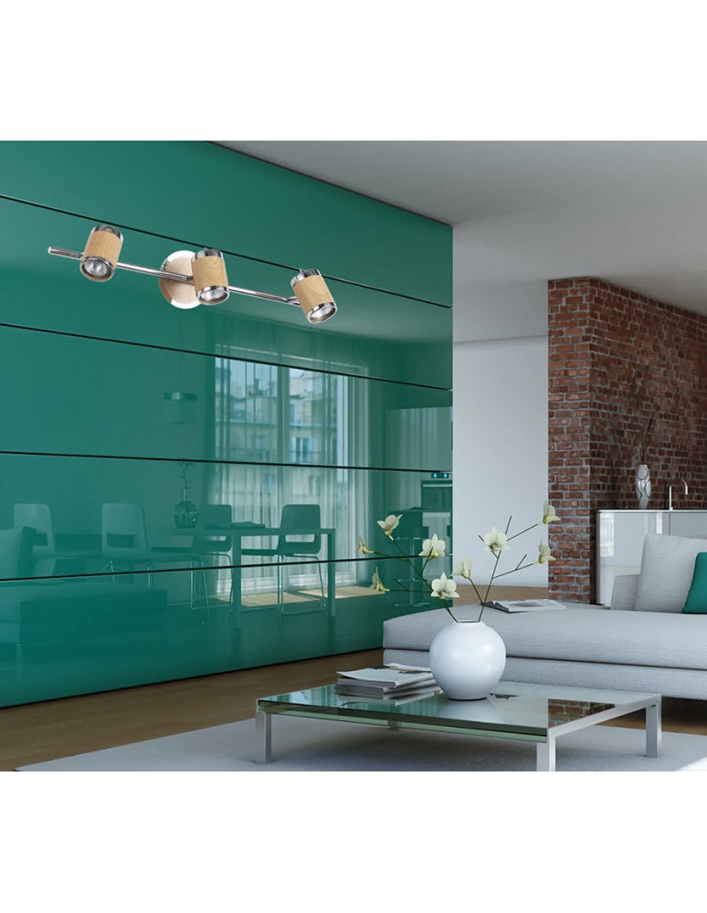 Wall lamps - Light Prestige Alba 3 wall lamp GU10 chrome, wood LP-774/3W - product kolory-swiatla.pl 2