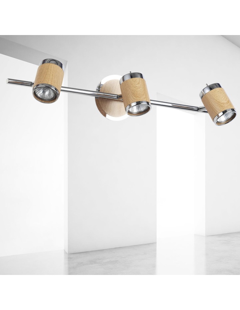 Wall lamps - Light Prestige Alba 3 wall lamp GU10 chrome, wood LP-774/3W - product kolory-swiatla.pl 3