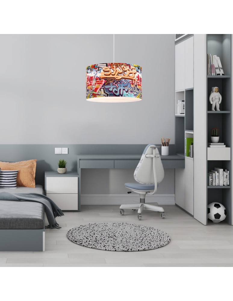 Children's pendant lamps - Light Prestige Graffiti Style Pendant Lamp LP-077/1P xE14 Multicolor/White - product kolory-swiatla.pl 4