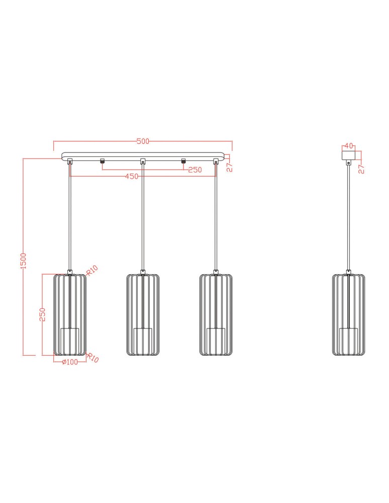 Pendant lamps on a strip - Light Prestige Sintra 3 pendant line black 3xGU10 LP-975/3L BK - product kolory-swiatla.pl 7