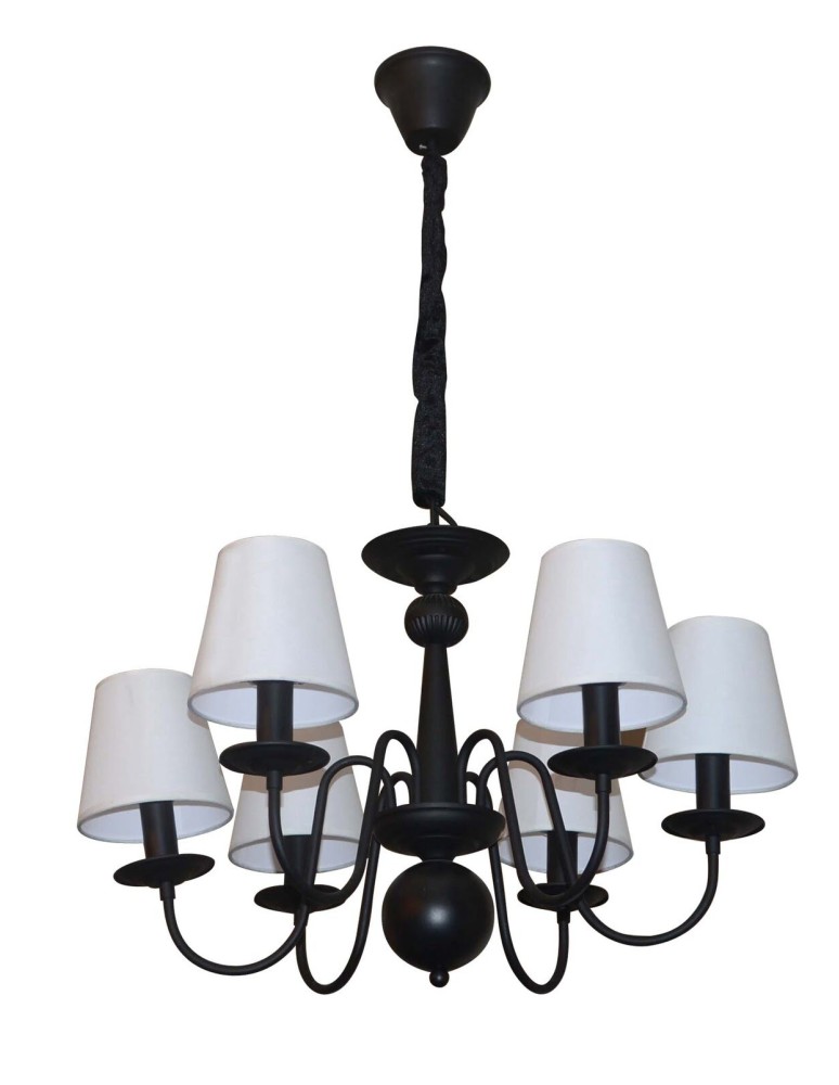 Chandelier with lampshade - Light Prestige Verona 6 pendant E14 black, white LP-88439/6P - product kolory-swiatla.pl 1
