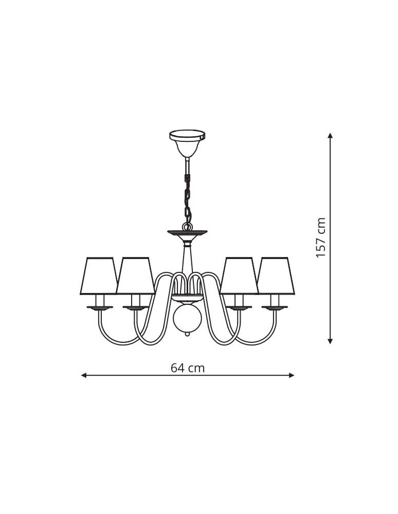 Chandelier with lampshade - Light Prestige Verona 6 pendant E14 black, white LP-88439/6P - product kolory-swiatla.pl 3