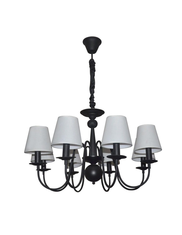 Chandelier with lampshade - Light Prestige Verona 8 pendant E14 black, white LP-88439/8P - product kolory-swiatla.pl 1