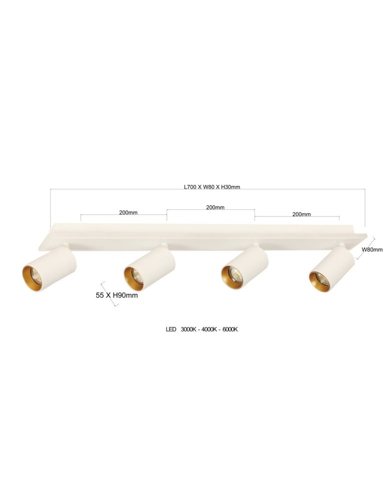 Spotlight ceiling lamps - Light Prestige Parma ceiling lamp 4xGU10 + 1xLED white LP-0612/4C WH - product kolory-swiatla.pl 17