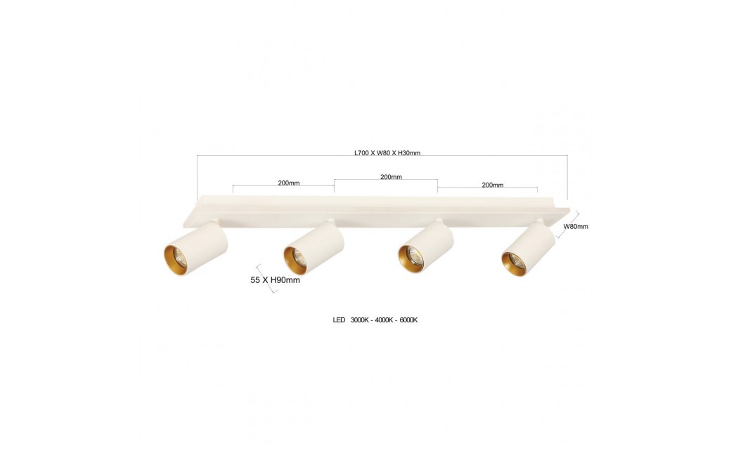 Light Prestige Lampa sufitowa Parma 4xGU10 + 1xLED biała LP-0612/4C WH