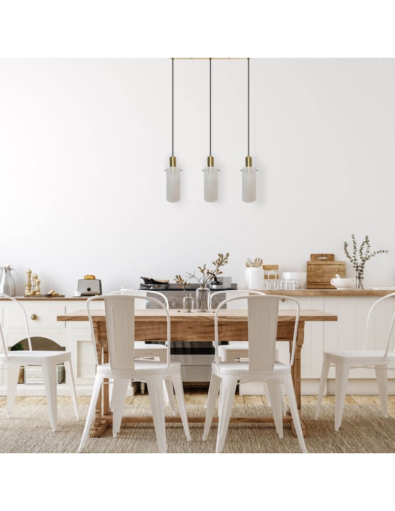 Pendant lamps on a strip - Light Prestige Tirana 3xE27 line white pendant lamp LP-945/3L WH - product kolory-swiatla.pl 2