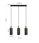 Pendant lamps on a strip - Light Prestige Tirana 3xE27 line black pendant lamp LP-945/3L BK - product 3