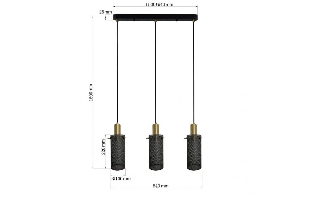 Light Prestige Lampa wisząca Tirana 3xE27 linia czarna LP-945/3L BK