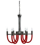 6 point chandelier - Light Prestige Como 6xE14 red pendant lamp LP-90103/6P RED - product 1