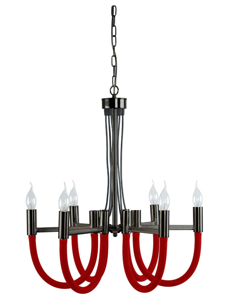 6 point chandelier - Light Prestige Como 6xE14 red pendant lamp LP-90103/6P RED - product kolory-swiatla.pl 1