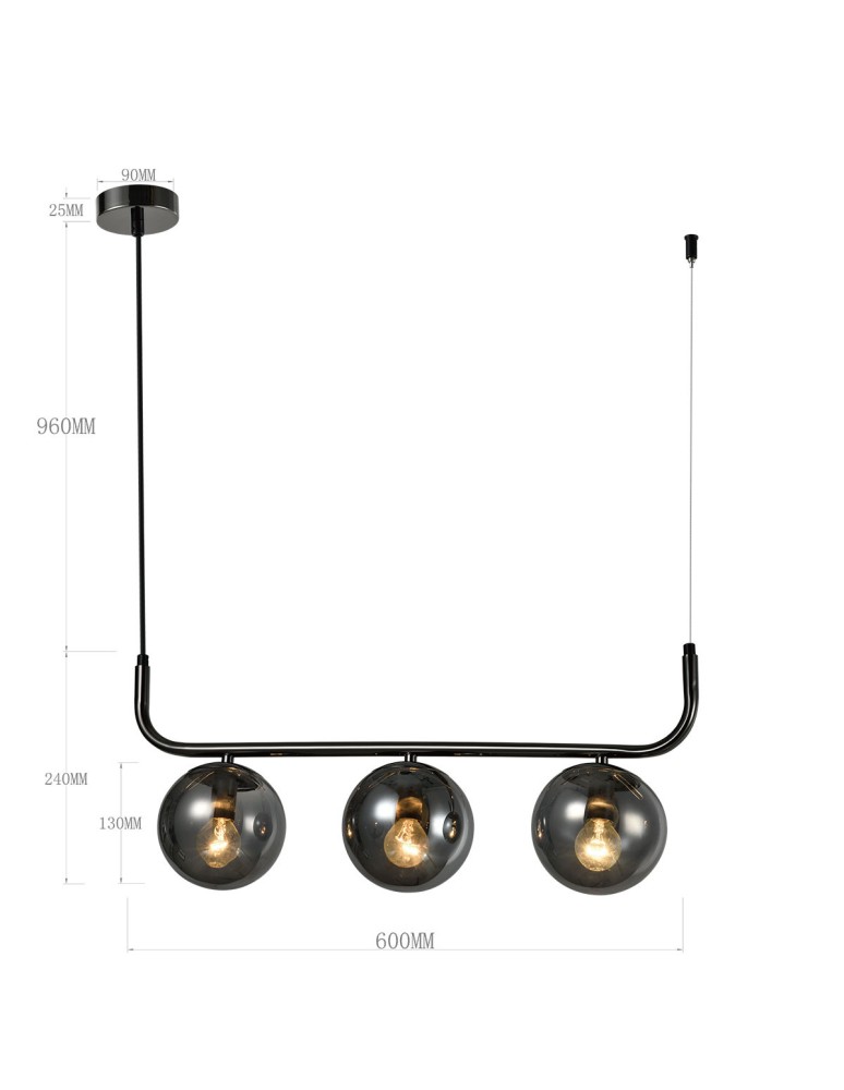 Pendant lamps spheres - Light Prestige Alisa pendant lamp graphite 3xE14 LP-005/3L graphite - product kolory-swiatla.pl 9