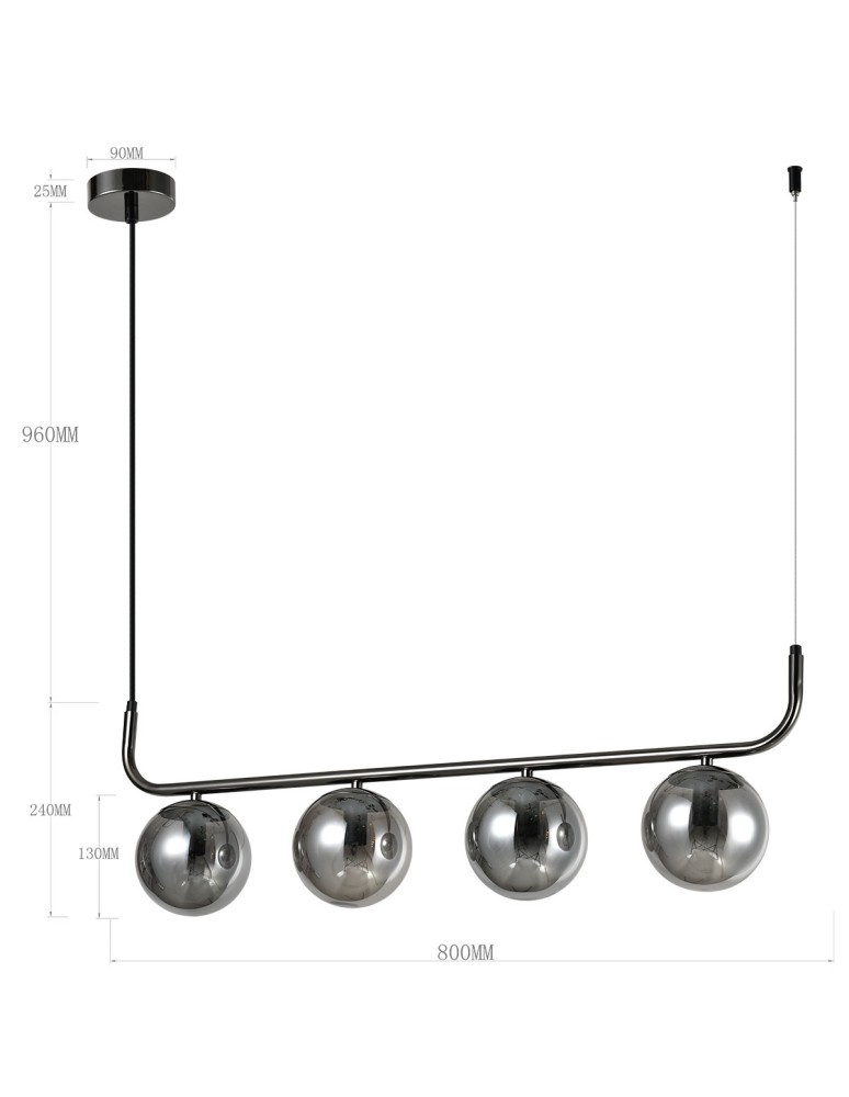 Pendant lamps spheres - Light Prestige Alisa Graphite 4xE14 LP-005/4L Graphite Pendant Lamp - product kolory-swiatla.pl 7