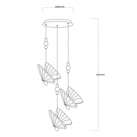 Light Prestige Lampa wisząca Mariposa 3xLED CCT LP-1715/3P