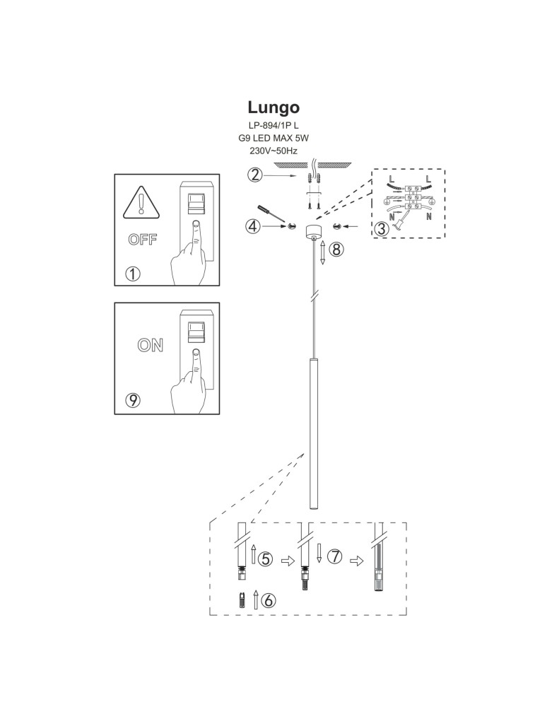 Single pendant lamps - Light Prestige Lungo 1xG9 pendant lamp LP-894/1P RED - product kolory-swiatla.pl 11