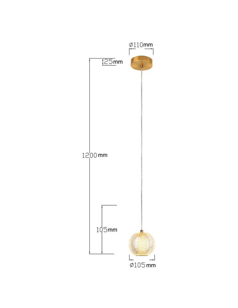 Pendant lamps spheres - Light Prestige Diamond 1 1xLED CCT gold pendant lamp LP-2202/1P GD - product kolory-swiatla.pl 8