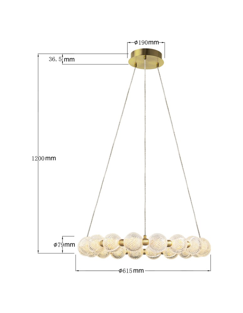 Pendant lamps spheres - Light Prestige Diamond 18 18xLED CCT gold pendant lamp LP-2202/18P GD. - product kolory-swiatla.pl 7