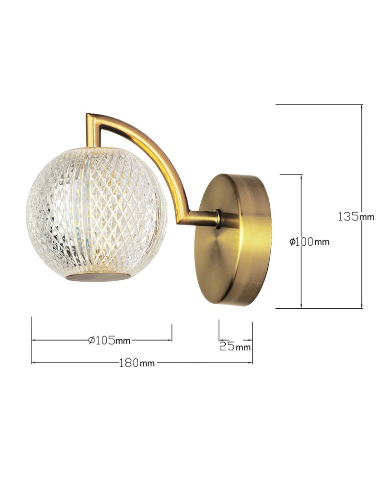Wall lamps spheres - Light Prestige Wall lamp Diamond 1xLED CCT gold LP-2202/1W GD. - product kolory-swiatla.pl 7