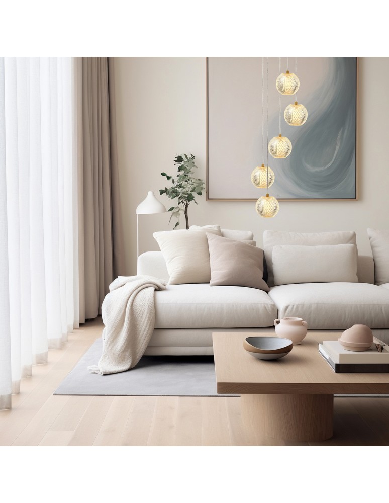 5 point pendant lamps - Light Prestige Diamond 5 5xLED CCT gold pendant lamp LP-2202/5P GD. - product kolory-swiatla.pl 2