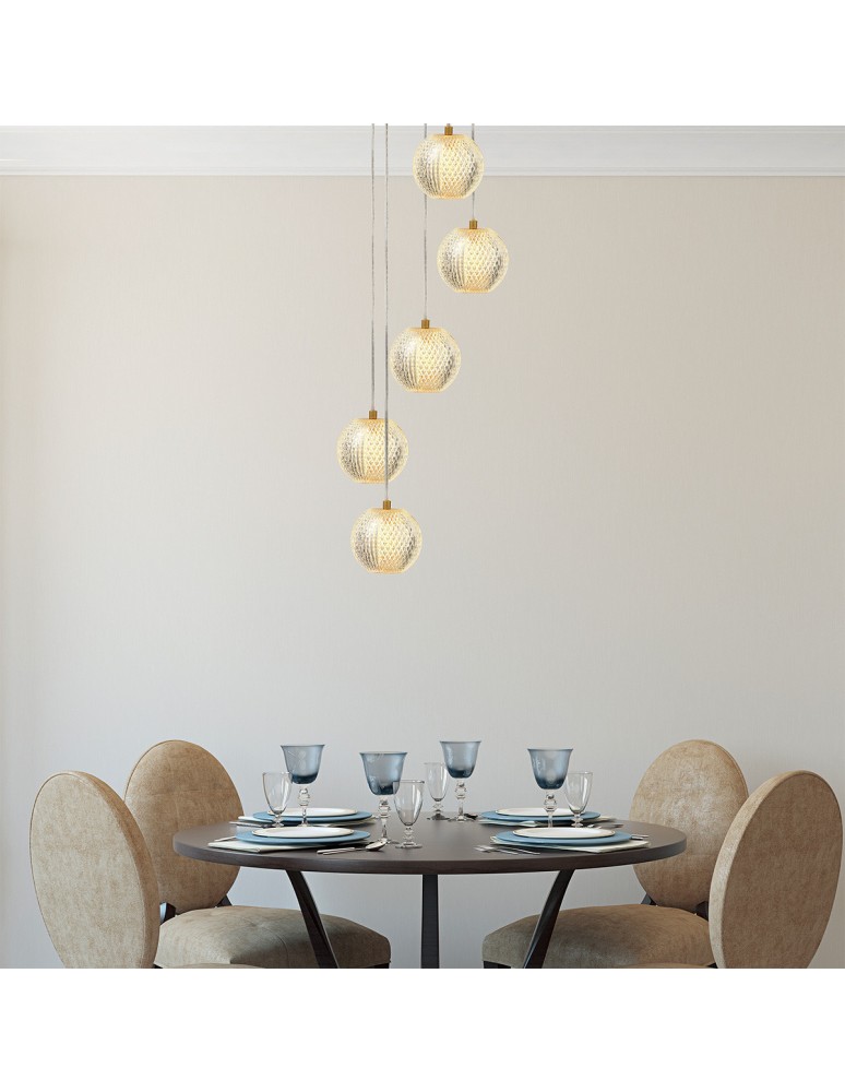 5 point pendant lamps - Light Prestige Diamond 5 5xLED CCT gold pendant lamp LP-2202/5P GD. - product kolory-swiatla.pl 4