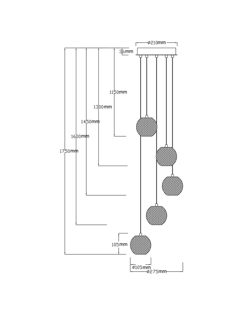 5 point pendant lamps - Light Prestige Diamond 5 5xLED CCT gold pendant lamp LP-2202/5P GD. - product kolory-swiatla.pl 8