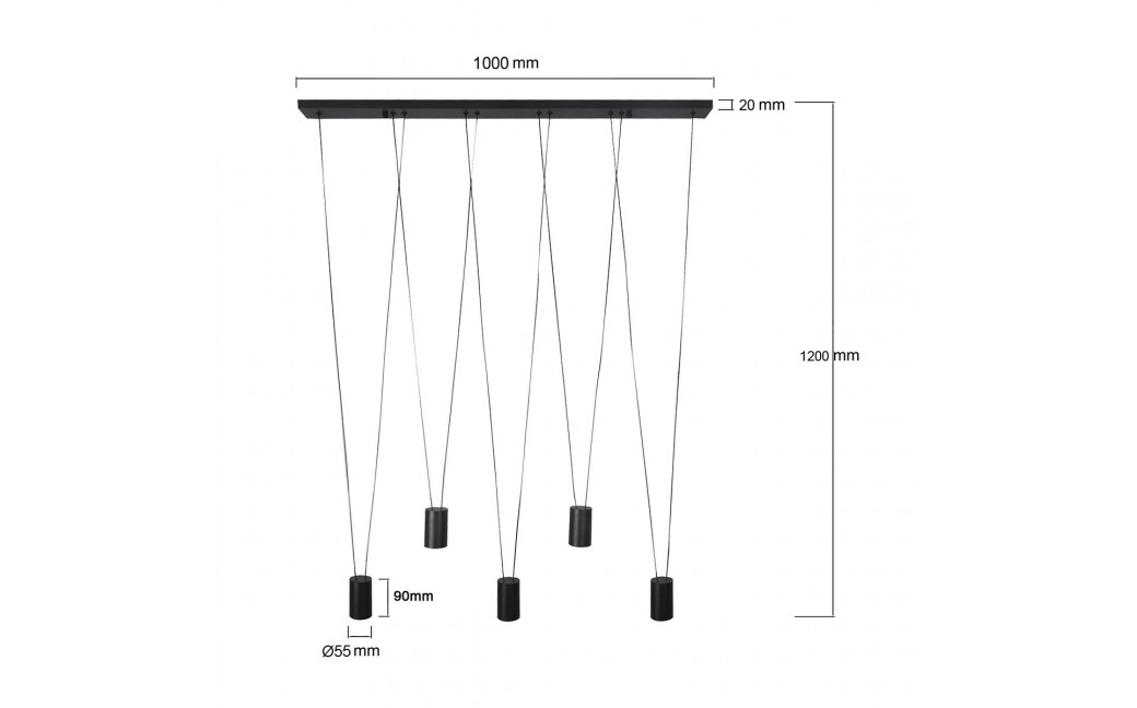 Light Prestige Lampa wisząca Toledo 5xGU10 czarna LP-432/5P BK