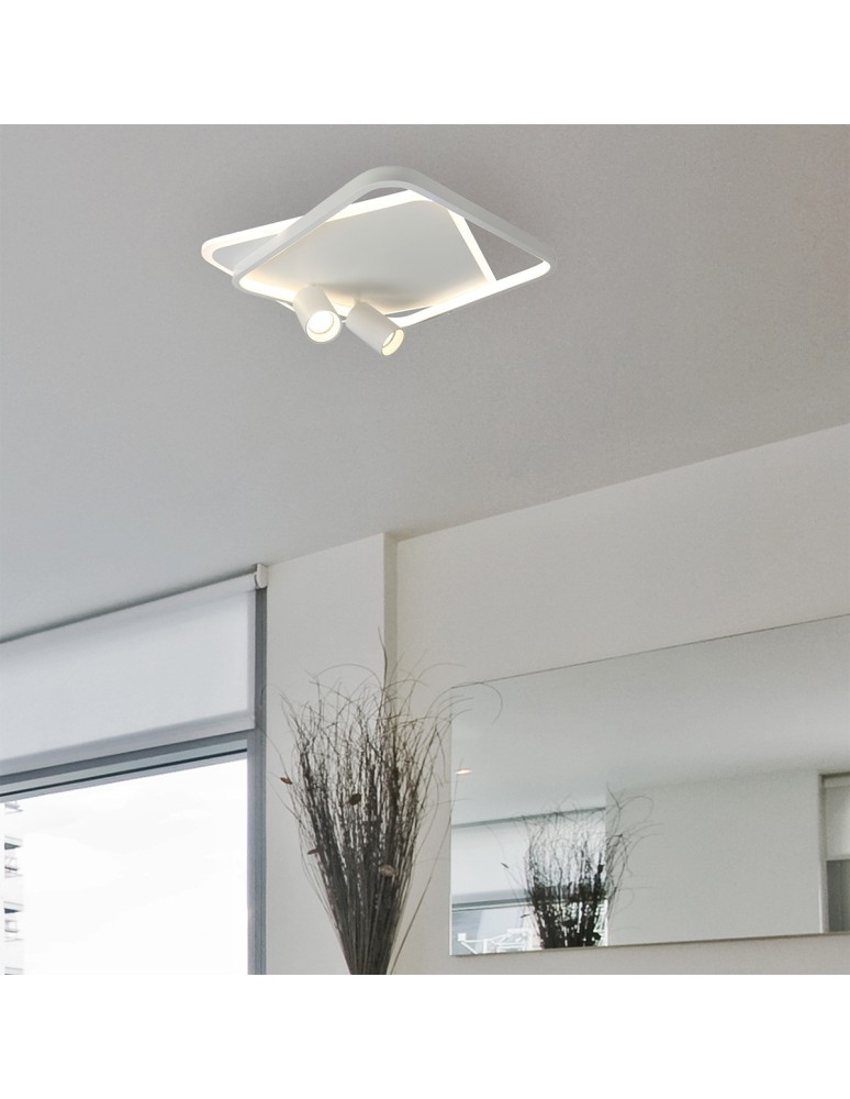 Adjustable ceiling lamps - spots - Light Prestige Plafond Parma 2 2xGU10 + 1xLED CCT white square LP-0612/2C Square WH - product kolory-swiatla.pl 3