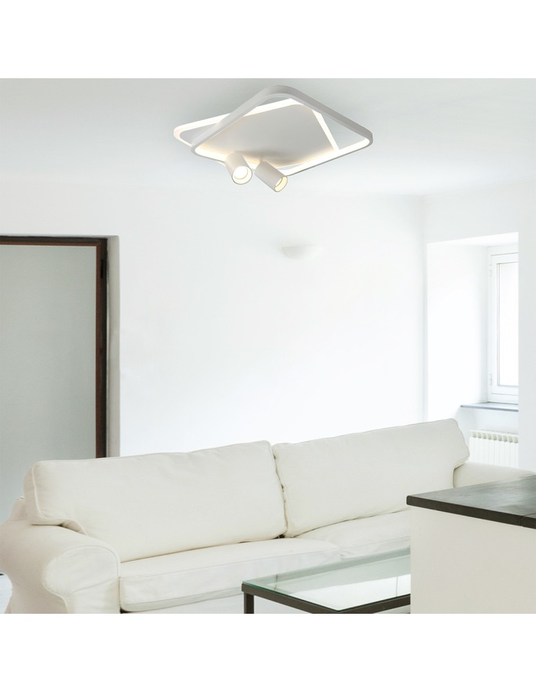 Adjustable ceiling lamps - spots - Light Prestige Plafond Parma 2 2xGU10 + 1xLED CCT white square LP-0612/2C Square WH - product kolory-swiatla.pl 4