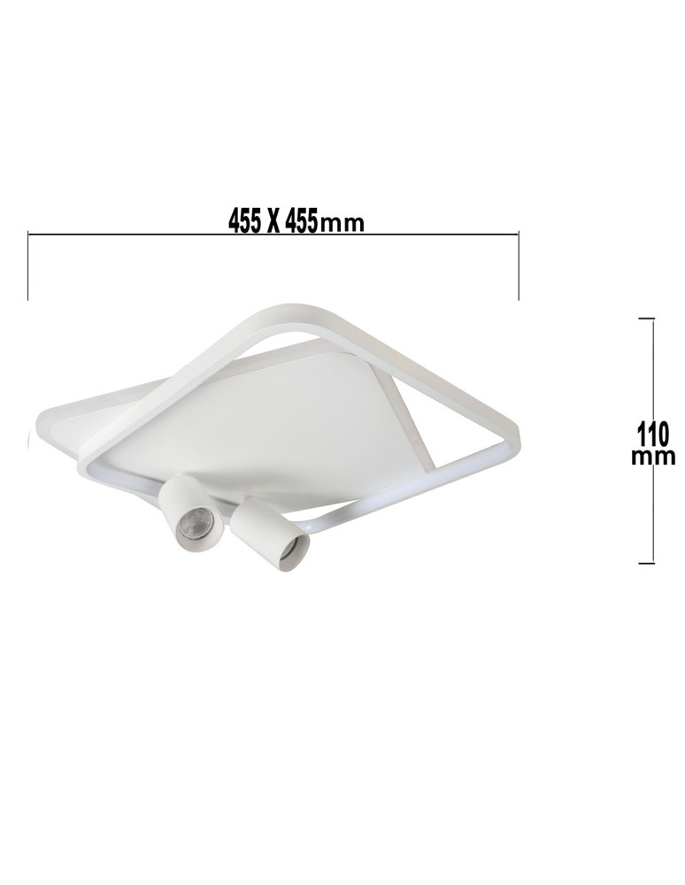 Adjustable ceiling lamps - spots - Light Prestige Plafond Parma 2 2xGU10 + 1xLED CCT white square LP-0612/2C Square WH - product kolory-swiatla.pl 10