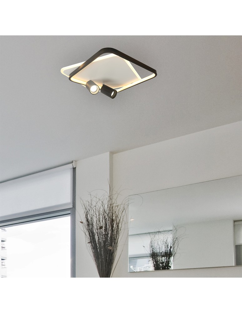 Adjustable ceiling lamps - spots - Light Prestige Plafond Parma 2 2xGU10 + 1xLED CCT square black LP-0612/2C Square BK - product kolory-swiatla.pl 4