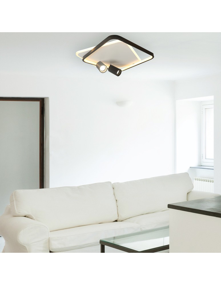 Adjustable ceiling lamps - spots - Light Prestige Plafond Parma 2 2xGU10 + 1xLED CCT square black LP-0612/2C Square BK - product kolory-swiatla.pl 5