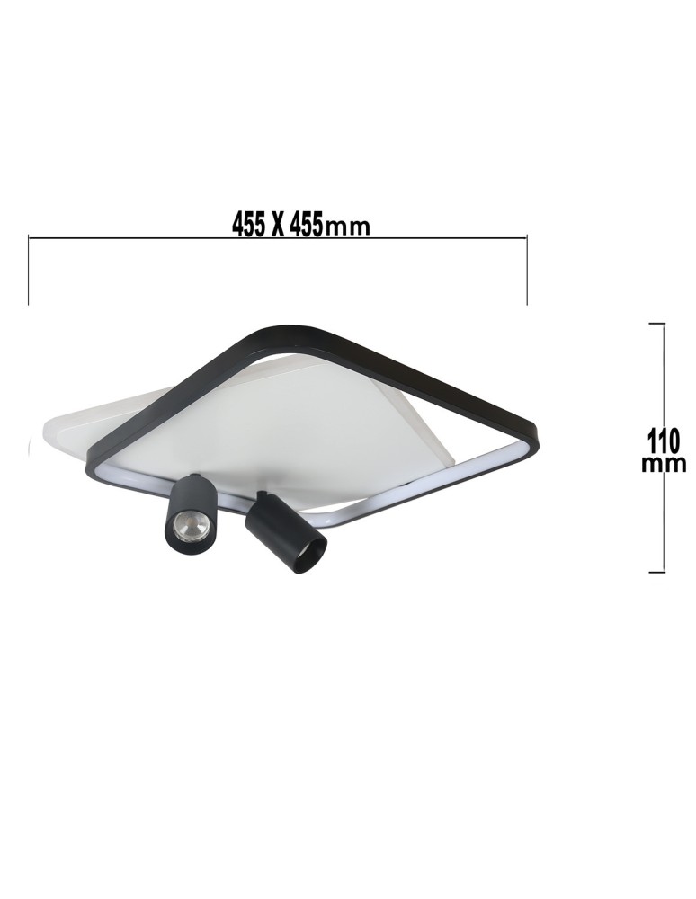 Adjustable ceiling lamps - spots - Light Prestige Plafond Parma 2 2xGU10 + 1xLED CCT square black LP-0612/2C Square BK - product kolory-swiatla.pl 11