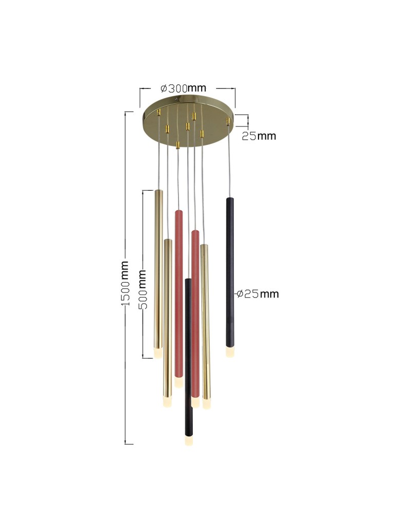 Pendant tube lamps - Light Prestige Lungo pendant lamp 7xG9 mix color LP-894/7P MIXED - product kolory-swiatla.pl 7