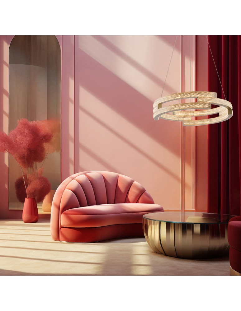 Glamour pendant lamps - Light Prestige Tarja LED CCT gold pendant lamp LP-1810/1P GD - product kolory-swiatla.pl 4