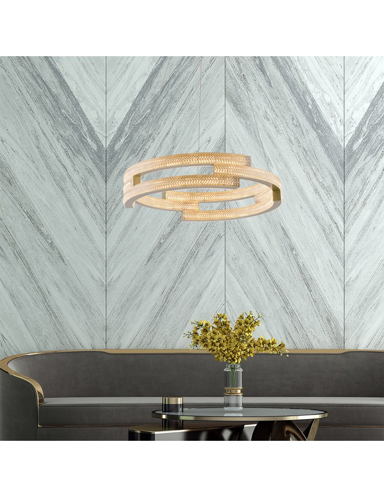 Glamour pendant lamps - Light Prestige Tarja LED CCT gold pendant lamp LP-1810/1P GD - product kolory-swiatla.pl 6