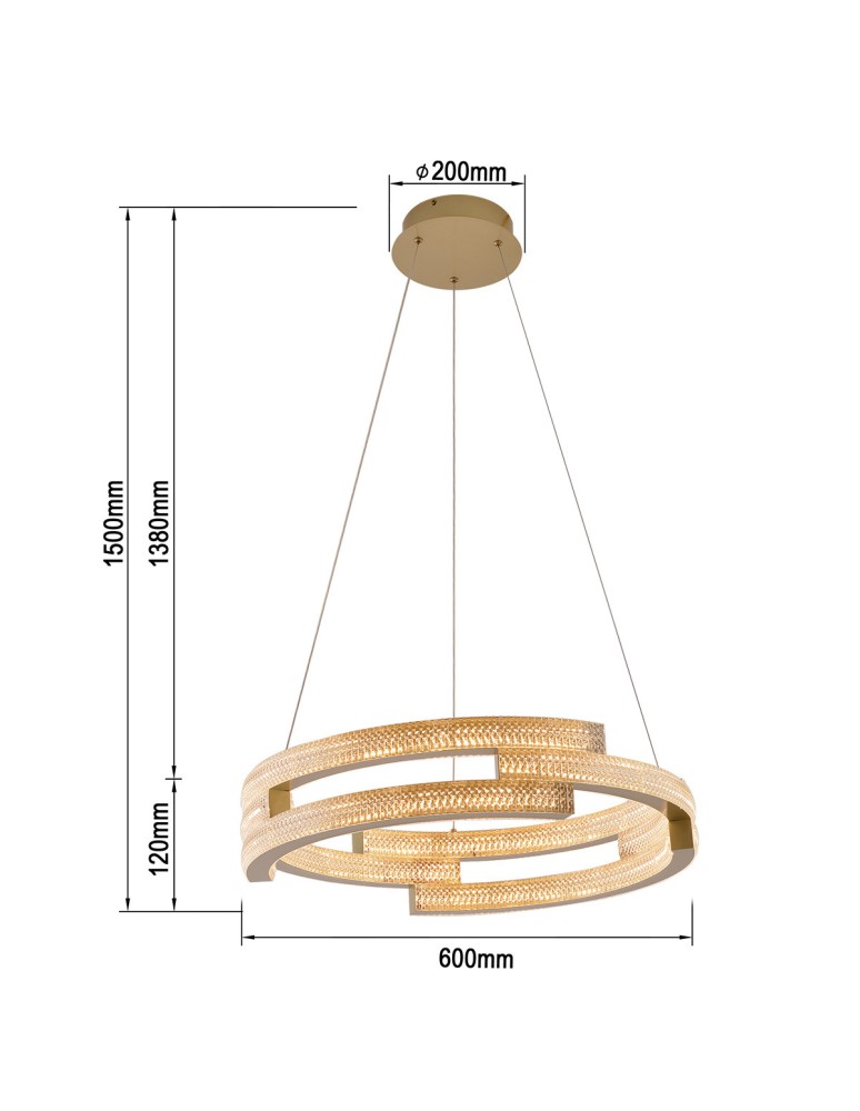 Glamour pendant lamps - Light Prestige Tarja LED CCT gold pendant lamp LP-1810/1P GD - product kolory-swiatla.pl 8