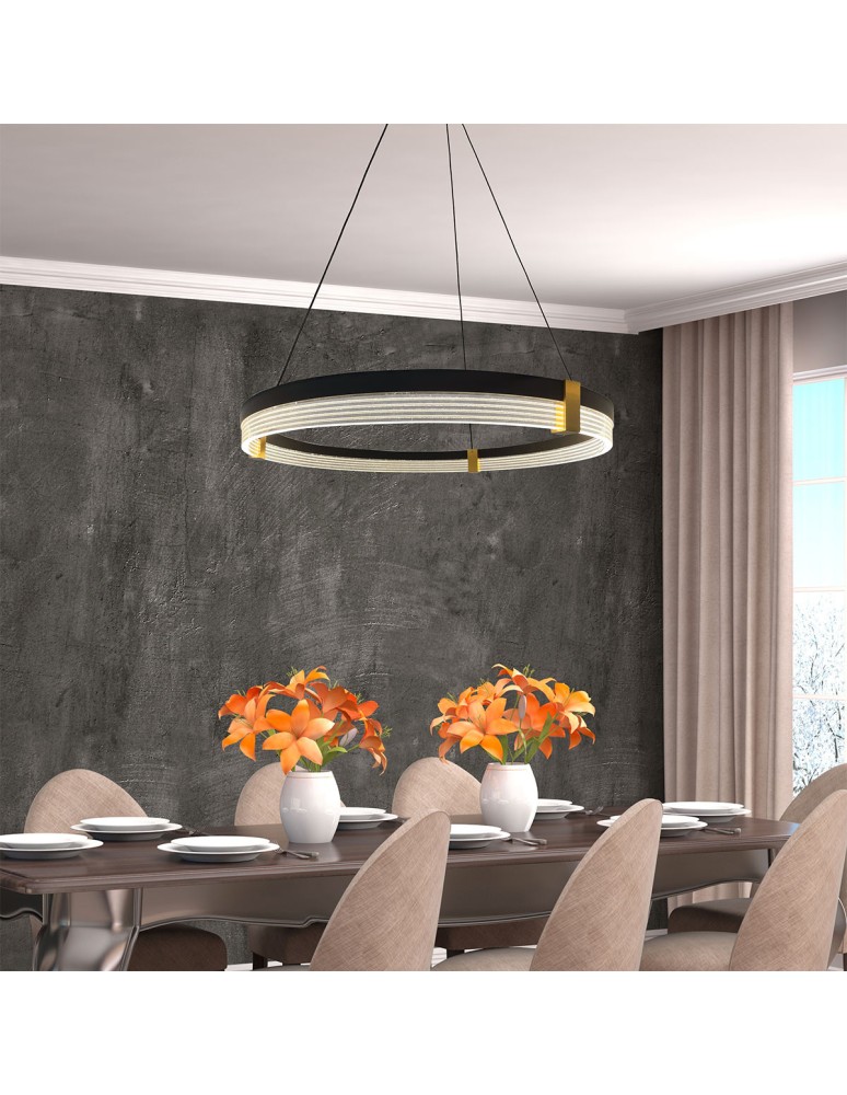 Pendant lamps circles - Light Prestige Plum 1 LED CCT medium black pendant lamp LP-0407/1P M BK Triangle. - product kolory-swiatla.pl 3