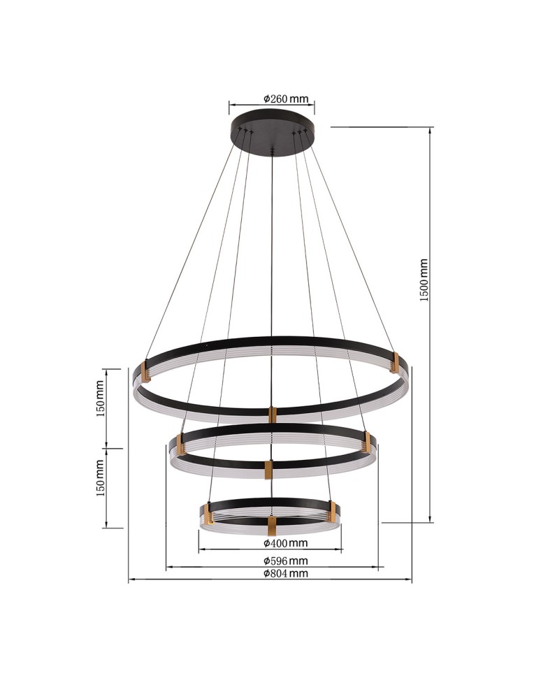 Pendant lamps circles - Light Prestige Plum 3 LED CCT pendant lamp black LP-0407/3P BK - product kolory-swiatla.pl 7