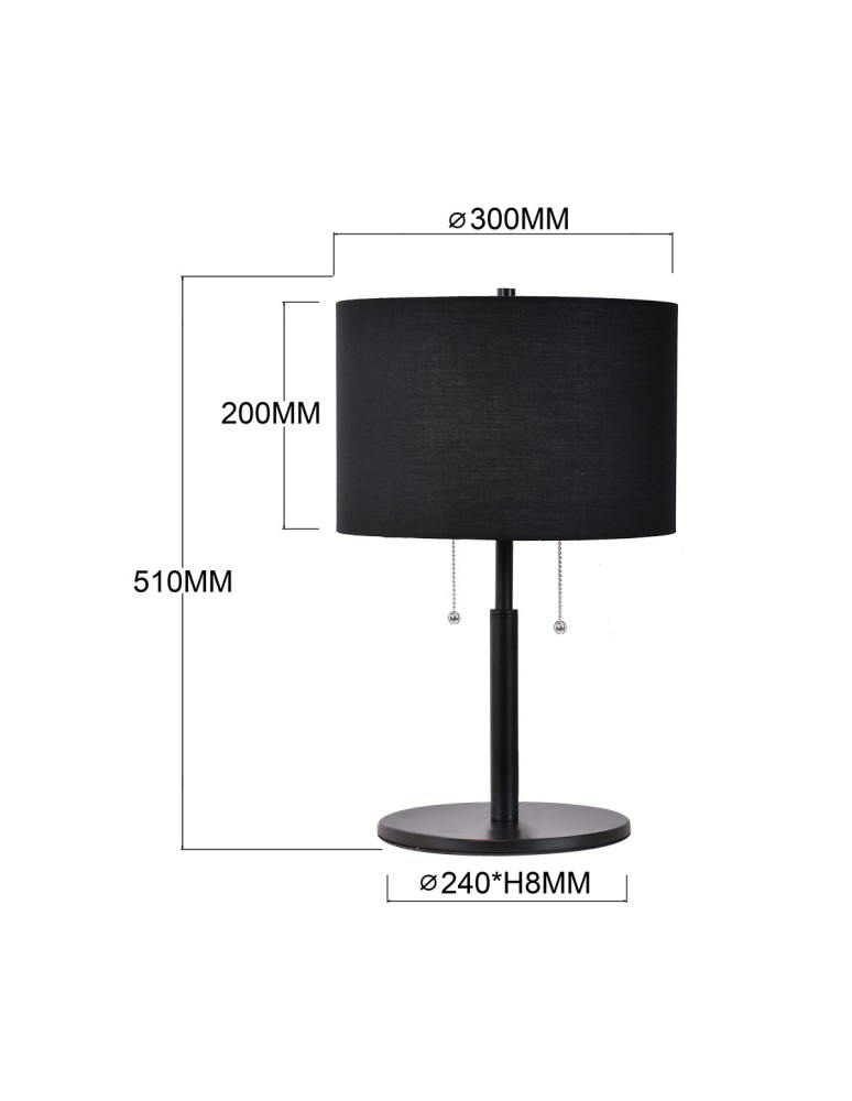 Table lamps with lampshade - Light Prestige Fogo table black LP-0304/2T BK - product kolory-swiatla.pl 9