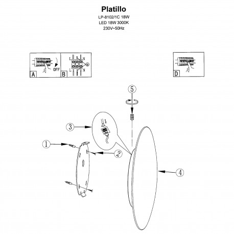 Light Prestige Platillo plafon mały złoty CCT LP-8102/1C-6W GD CCT