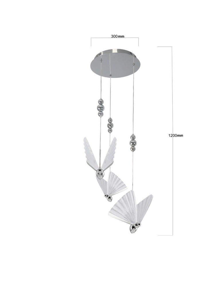 Designer pendant lamps - Light Prestige Mariposa 3 pendant plate chrome LP-1715/3P CH - product kolory-swiatla.pl 7