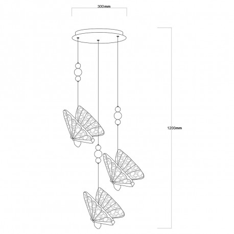 Light Prestige Mariposa 3 wisząca talerz chrom LP-1715/3P CH