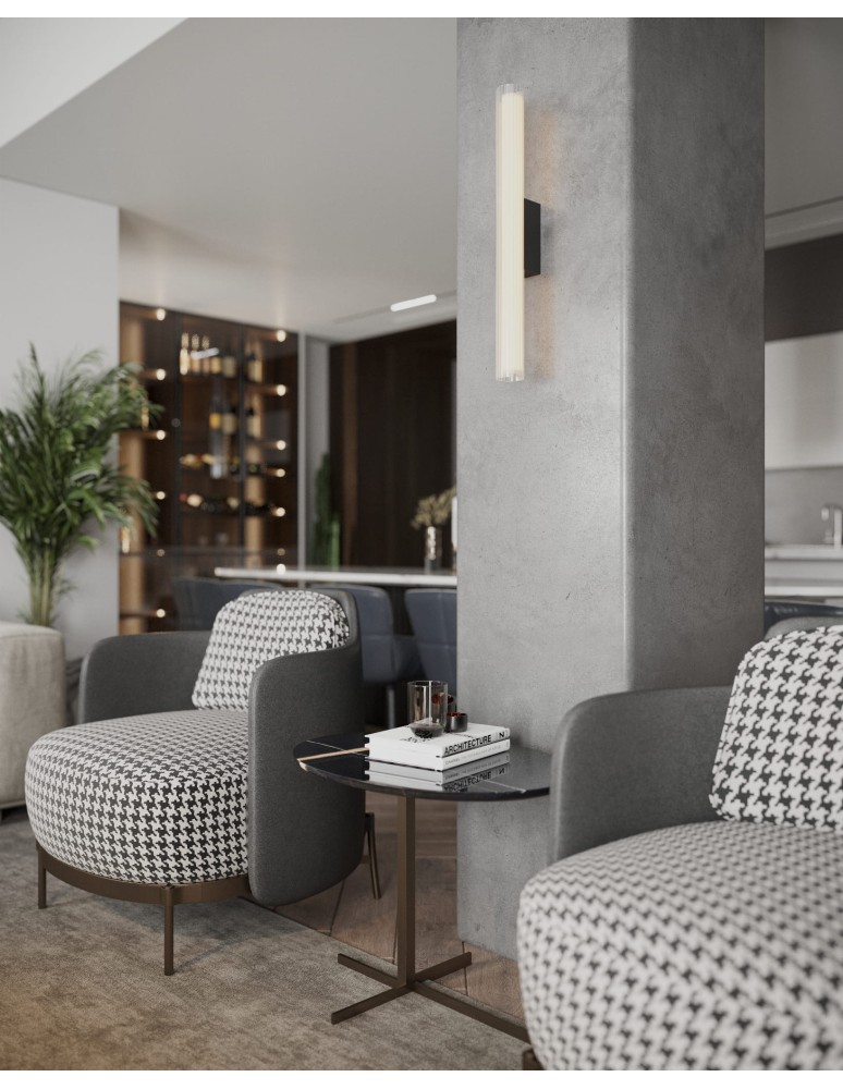 Bathroom wall lamps - Maxlight Wall lamp Fayette 61cm 12W IP44 3000K Black W0365 - product kolory-swiatla.pl 3