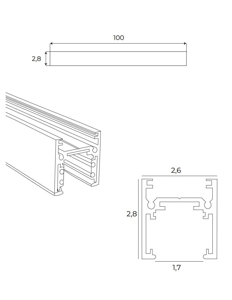 Magnetic rails - Maxlight Magnetic Tile Rail, Surface Mounted, 1 meter, White MT0028 - product kolory-swiatla.pl 3