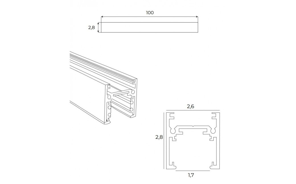 Maxlight Szyna Magnetyczna Płytka, Natynkowa, 1 Metr, Biała MT0028