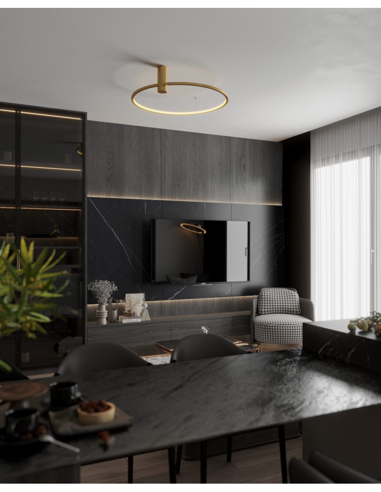 Ring ceiling lamps - Maxlight Plafond Queen 60Cm Brushed Gold 15W 3000K C0239. - product kolory-swiatla.pl 4