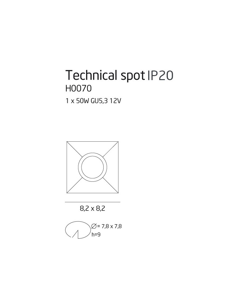 Square flush-mounted lamps - Maxlight Technical Spot GU5.3 H0070 recessed luminaire. - product kolory-swiatla.pl 2