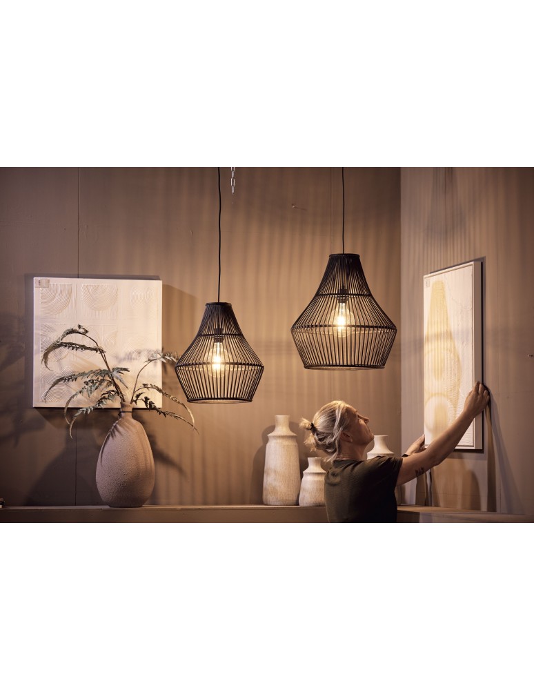 Boho pendant lamps - Dijk Bamboo Pendant Lamp in Boho Style 38x38x42cm Color Black 55703-074 - product kolory-swiatla.pl 2
