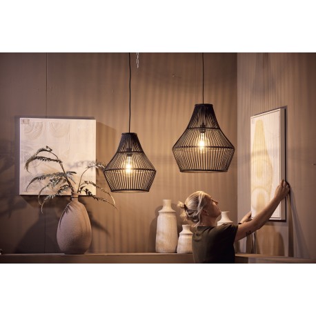 Dijk Lampa Wisząca Bambusowa w Stylu Boho 38x38x42cm Kolor Czarny 55703-074